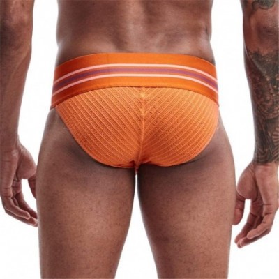 Briefs Mens Briefs Underwear Athletic Underwear Brief Cotton Mens Underwear Briefs Sport Underwear - Orange - C0198MRS575