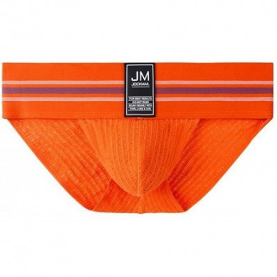 Briefs Mens Briefs Underwear Athletic Underwear Brief Cotton Mens Underwear Briefs Sport Underwear - Orange - C0198MRS575