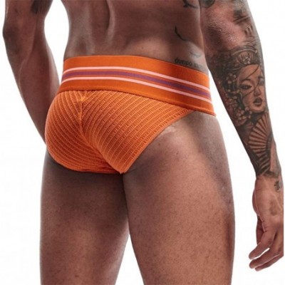 Briefs Mens Briefs Underwear Athletic Underwear Brief Cotton Mens Underwear Briefs Sport Underwear - Orange - C0198MRS575