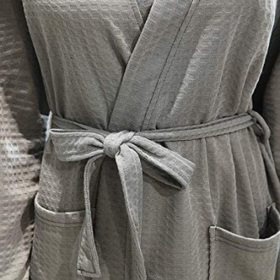 Robes Women's Kimono Robes-Knit Bathrobe V-Neck Ladies Nightwear Cotton Lightweight Bath Robe Suitable for Casual Showers-Gra...