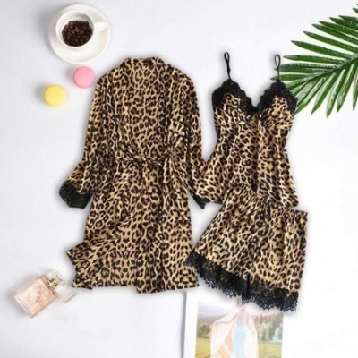 Nightgowns & Sleepshirts Pajamas and Robe Set for Women- Sexy Pajamas Dress Leopard Print Lingerie Nightdress Bathrobe Cardig...