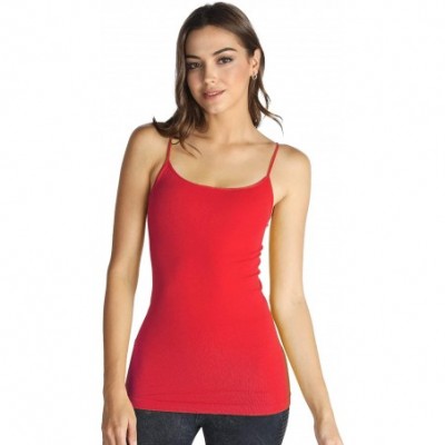 Camisoles & Tanks Women Seamless Basic Camisole- One Size - Coral Red - C8182YOIYM7