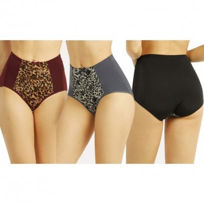 Shapewear Women's Pack of 6 High Waisted Comfortable Everyday Classic Cut Briefs Panties - 6-pack Leopard Print - CH18ZG22SZ6