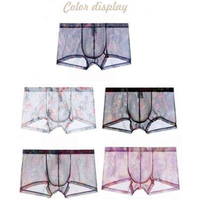 Boxers Mens Sexy Lace Boxers Briefs Bohemian Transparent Underwear - Iridescence - C51943E7KHE