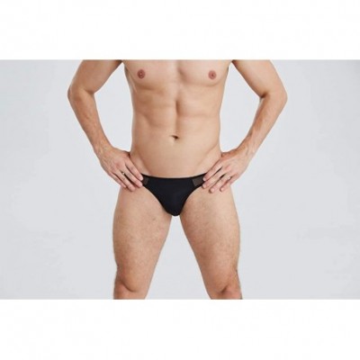 Boxer Briefs Men's Mesh Briefs Youth Thin Loose Hips Low Waist Panties - 3p-white+black+purple - CK192LT84XZ