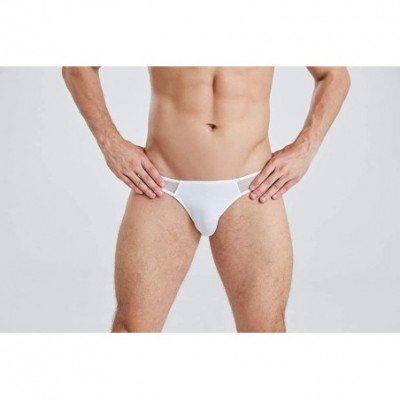 Boxer Briefs Men's Mesh Briefs Youth Thin Loose Hips Low Waist Panties - 3p-white+black+purple - CK192LT84XZ