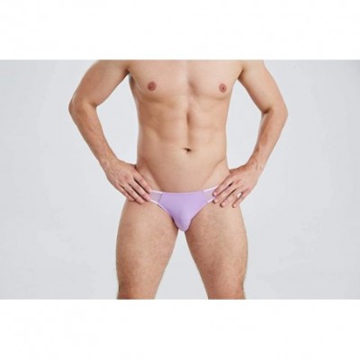 Boxer Briefs Men's Mesh Briefs Youth Thin Loose Hips Low Waist Panties - 3p-white+black+purple - CK192LT84XZ