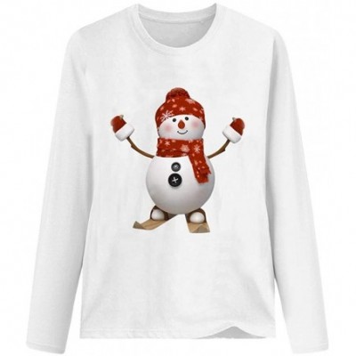 Nightgowns & Sleepshirts Women's Christmas Plus Size Shirts Casual Pull Sleeve Snowman Print Pullover Solid Loose Fall Blouse...