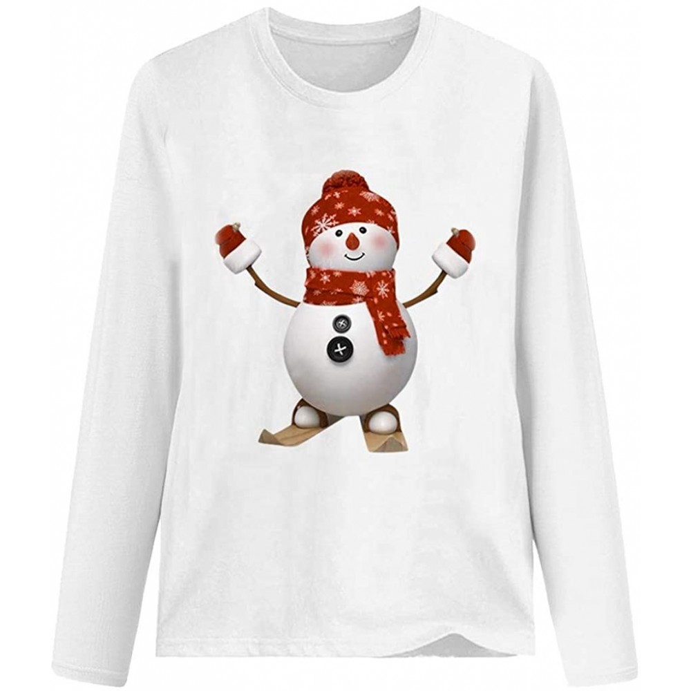 Nightgowns & Sleepshirts Women's Christmas Plus Size Shirts Casual Pull Sleeve Snowman Print Pullover Solid Loose Fall Blouse...