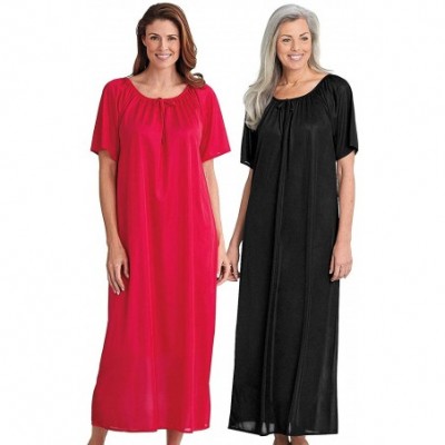 Nightgowns & Sleepshirts 2 Pack Long Gown- Color Black/Red- Size Extra Large- Black/Red- Size Extra Large - CJ19CKCAD0H