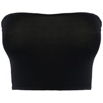 Camisoles & Tanks Women's Strapless Stretch Seamless Modal Bandeau Tube Top Bras - Black - C318443TWEZ