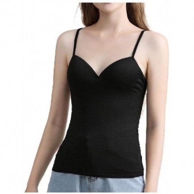 Camisoles & Tanks Women's Sling Wirefree Bralette Modal Cozy Knit Camisole Tank Top - Black - CD19D3N57ZC