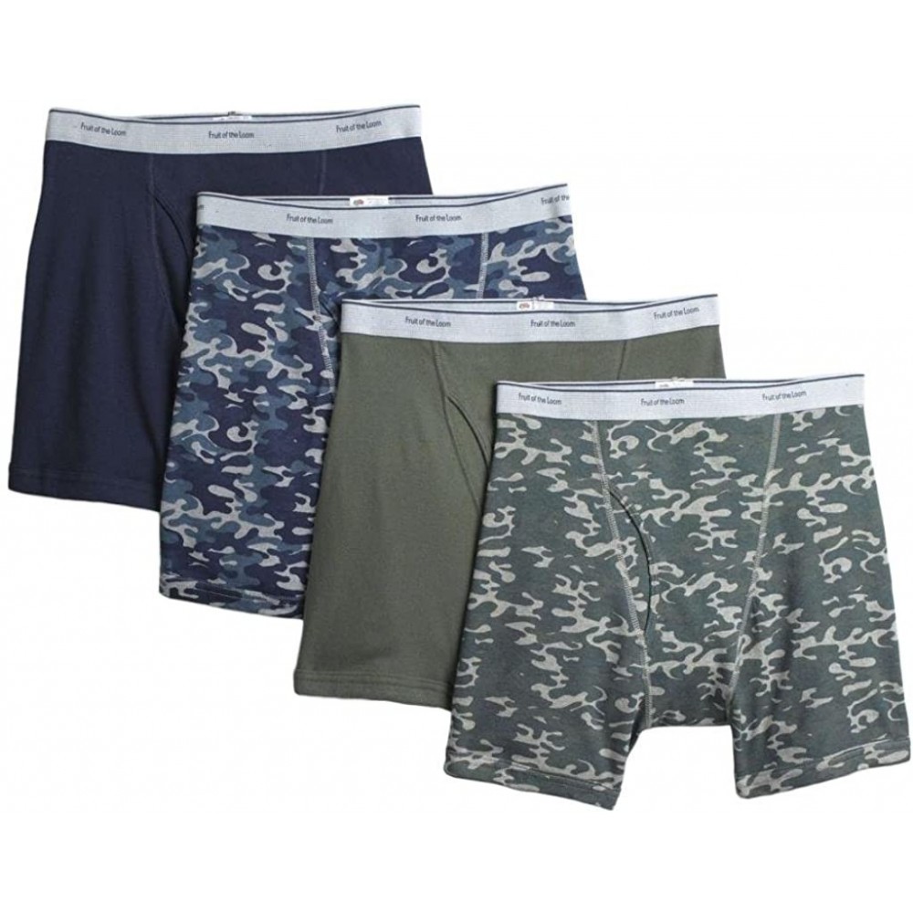 Boxer Briefs Men's Print Solid X-Size Boxer Brief(Pack of 4) - Assorted - C311WHVIEPF