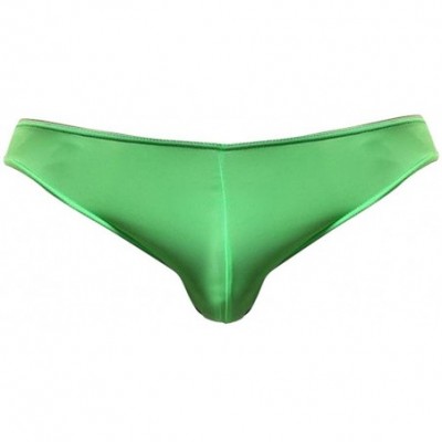 Bikinis Summer Men's Soft Thin Bikini Briefs Low Rise Ice Silk Underwear Swimwear - Green - C418G76AKSN