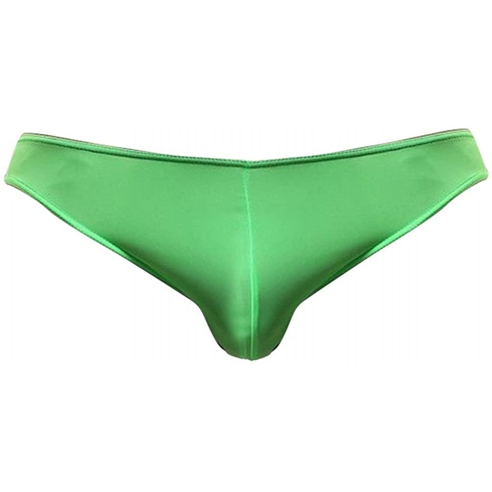 Bikinis Summer Men's Soft Thin Bikini Briefs Low Rise Ice Silk Underwear Swimwear - Green - C418G76AKSN