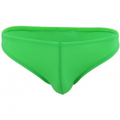 Bikinis Summer Men's Soft Thin Bikini Briefs Low Rise Ice Silk Underwear Swimwear - Green - C418G76AKSN