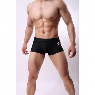 Bikinis Men's Low Waist Sexy Cotton Boxer Briefs - Black - CZ193W49C2W