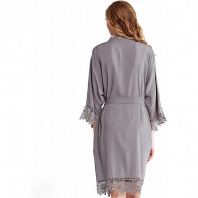 Robes Women Rose Lace Cotton Robes Getting Ready for Bride and Bridesmaids - Grey - CR195E9R392