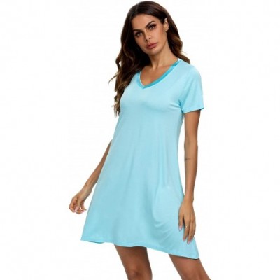 Nightgowns & Sleepshirts Womens Nightgown Modal Sleeveless Racerback Sleep Shirts Pajama Sleepwear - C-aqua - C0196YZMIDU