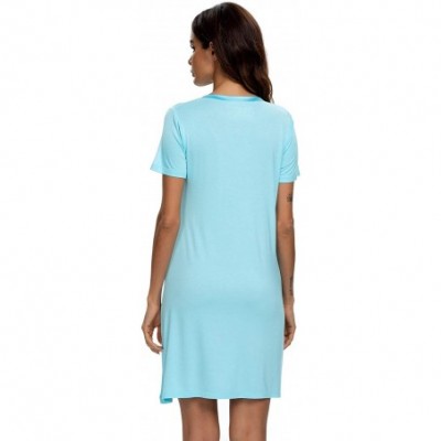 Nightgowns & Sleepshirts Womens Nightgown Modal Sleeveless Racerback Sleep Shirts Pajama Sleepwear - C-aqua - C0196YZMIDU