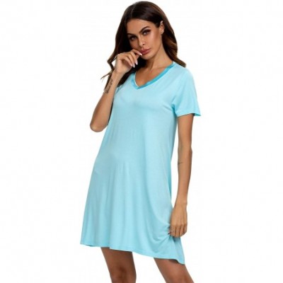 Nightgowns & Sleepshirts Womens Nightgown Modal Sleeveless Racerback Sleep Shirts Pajama Sleepwear - C-aqua - C0196YZMIDU