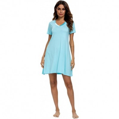 Nightgowns & Sleepshirts Womens Nightgown Modal Sleeveless Racerback Sleep Shirts Pajama Sleepwear - C-aqua - C0196YZMIDU