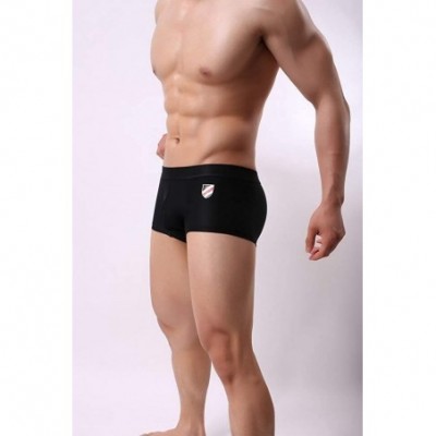 Bikinis Men's Low Waist Sexy Cotton Boxer Briefs - Black - CZ193W49C2W