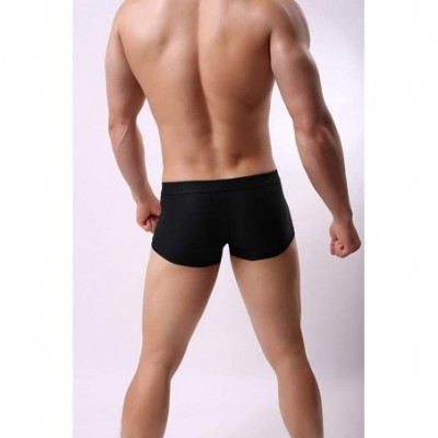 Bikinis Men's Low Waist Sexy Cotton Boxer Briefs - Black - CZ193W49C2W