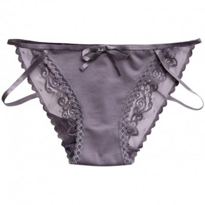 Accessories Women's Lace String Bikini Half Coverage Panties Sexy Low Waist Smooth Underpants - Gray - CJ196RGZ69D