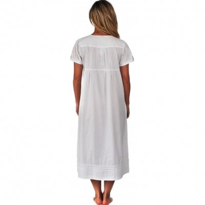 Nightgowns & Sleepshirts 100% Cotton Short Sleeve Nightgown with Pockets - Lara - White - CR18O9KIMYN