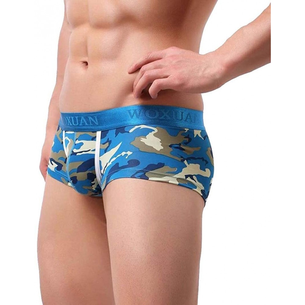 Boxer Briefs Camouflage Underwear Bulge Pouch Boxer Briefs Basic Jockstrap Shorts - Blue - CQ18Z3W9ZCS