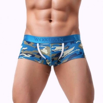 Boxer Briefs Camouflage Underwear Bulge Pouch Boxer Briefs Basic Jockstrap Shorts - Blue - CQ18Z3W9ZCS