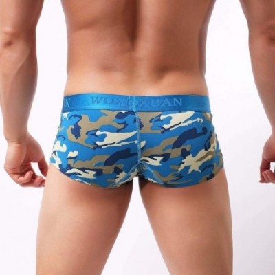 Boxer Briefs Camouflage Underwear Bulge Pouch Boxer Briefs Basic Jockstrap Shorts - Blue - CQ18Z3W9ZCS