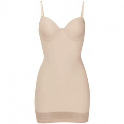 Shapewear Women's Shapewear Dress Full Body Shaper Underwire Bra Body Slimmer Tummy Control Slip - Beige - CS196WMQS90