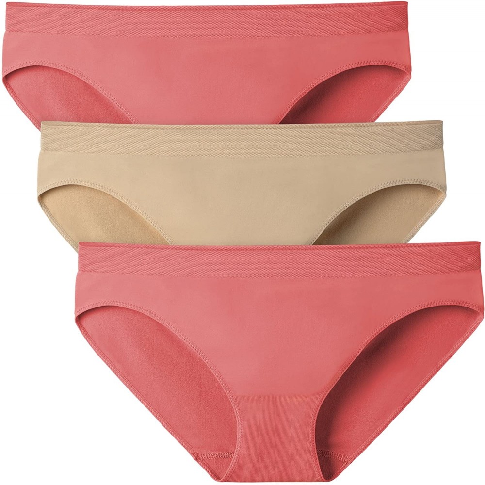 Panties Womens 3 Pack Bikini Panties Underwear Stretchy Low Rise Panties for Women - Nude+shell Pink - CV180AT6R7H