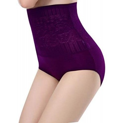 Shapewear Women Waist Trainer Brief High Waist Tummy Control Breathable Stretch Slim Body Shapewear Briefs - Dark Purple - C5...