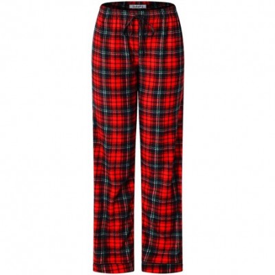 Sets Women's Warm Plush Soft Fleece Button Down Pajama Gift Set - Red Plaid - C618AH94AEN