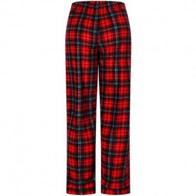 Sets Women's Warm Plush Soft Fleece Button Down Pajama Gift Set - Red Plaid - C618AH94AEN