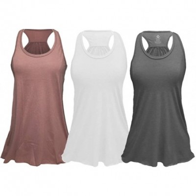 Camisoles & Tanks Flowy Racerback Tank Top- Regular and Plus Sizes- Pack of 3 - Grey/Mauv/Whte - C318XIU98II