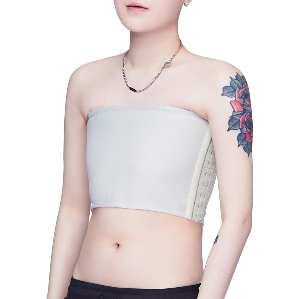 Bustiers & Corsets Lesbian Tomboy Short Vest Chest Elastic FTM Chest Binder Compression Tank Top Vest - Grey - CP19EIA4KWM