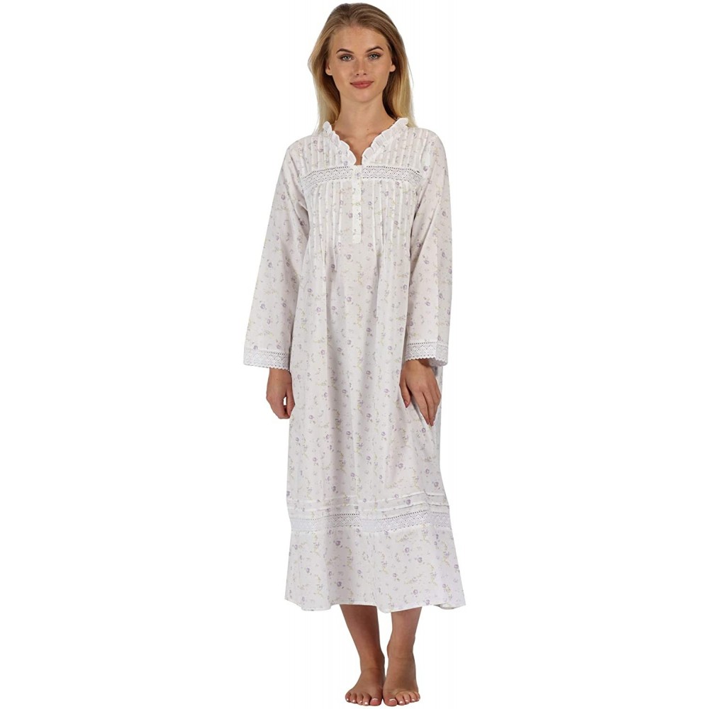 Nightgowns & Sleepshirts 100% Cotton Nightgown Vintage Design - Annabelle - Lilac - CL18C74LLU6