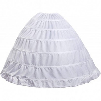 Slips Hoop Skirt Petticoat Skirt for Women Ball Gown Slip Crinoline Underskirt 5 Ruffles 4 Hoop - White1 - C118KRUXW0A