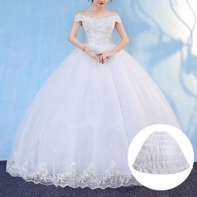 Slips Hoop Skirt Petticoat Skirt for Women Ball Gown Slip Crinoline Underskirt 5 Ruffles 4 Hoop - White1 - C118KRUXW0A