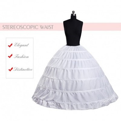 Slips Hoop Skirt Petticoat Skirt for Women Ball Gown Slip Crinoline Underskirt 5 Ruffles 4 Hoop - White1 - C118KRUXW0A