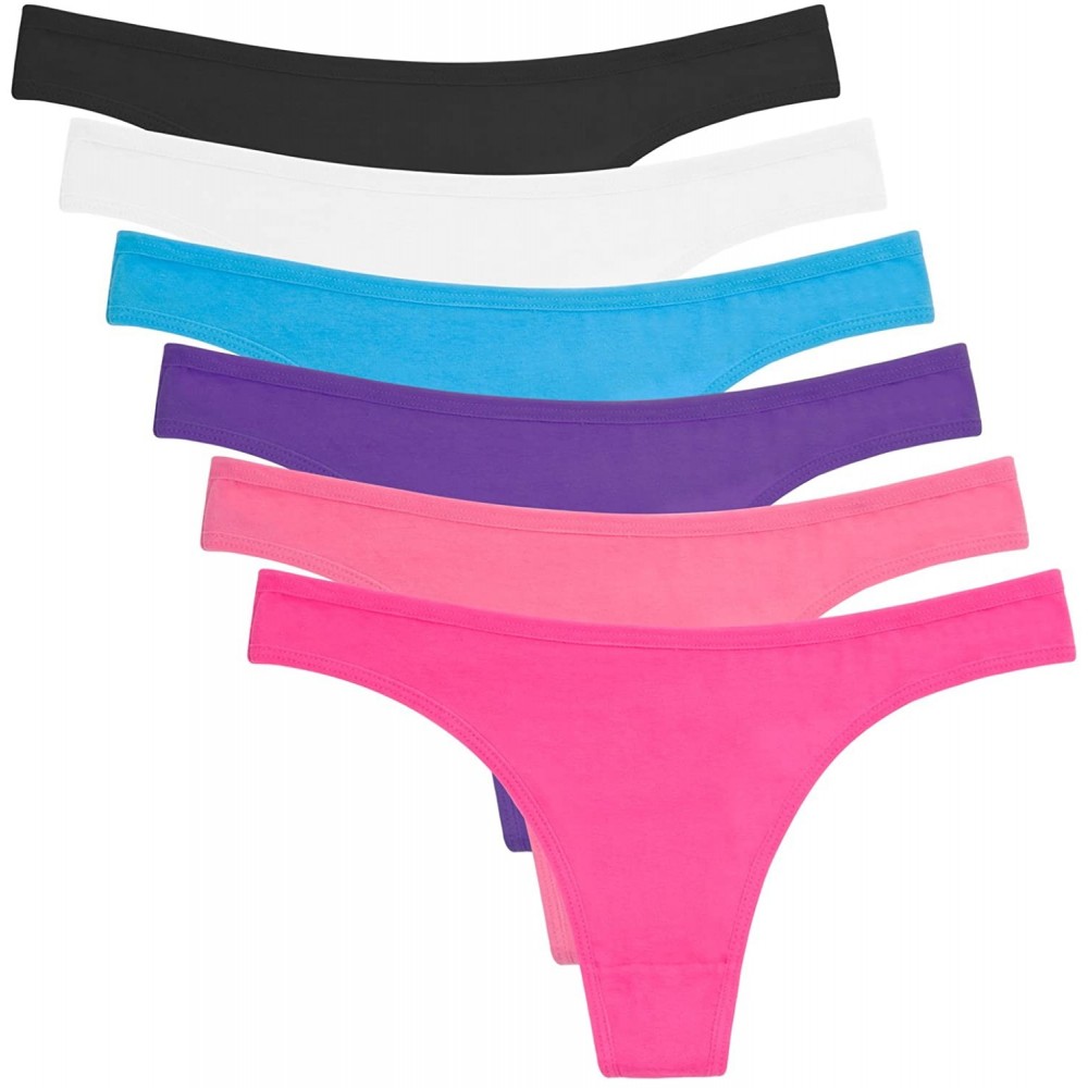 Panties Women's Breathable Cotton Thong Panties Pack of 6 - Basics - CM12MM0K9DF