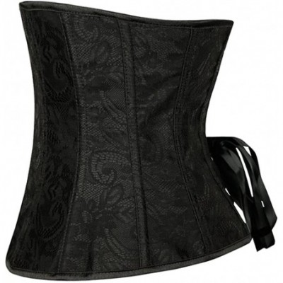 Bustiers & Corsets ALING Womens Victorian Black Zipper Brocade Underbust Shaper Corset - Black - CU11ZYSRC51