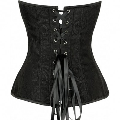 Bustiers & Corsets ALING Womens Victorian Black Zipper Brocade Underbust Shaper Corset - Black - CU11ZYSRC51