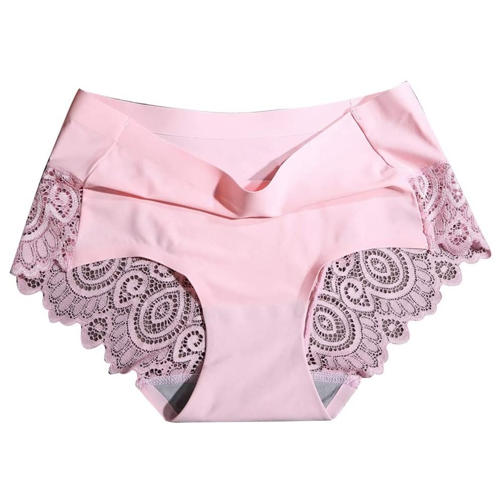 Panties Panties- 1 Pack Women Hollow Out Lace Flower Briefs Solid Color Seamless Underwear Gift for Lover Girlfriend Pink M -...