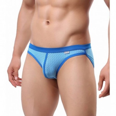 Briefs Men's Fashion Underwear Briefs Mesh Elastic Bikini Sports Shorts B1139 - Blue - CX12GRE3FAP