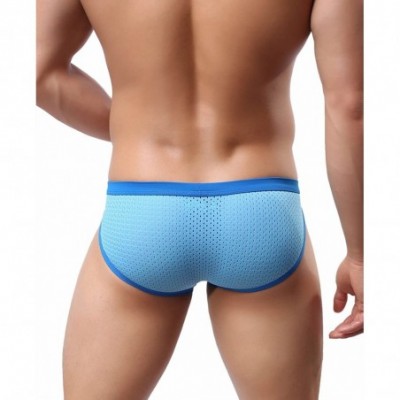 Briefs Men's Fashion Underwear Briefs Mesh Elastic Bikini Sports Shorts B1139 - Blue - CX12GRE3FAP